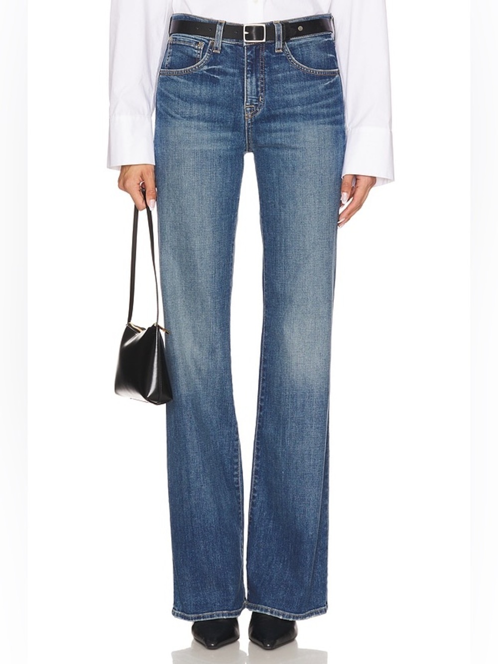 Nili Lotan Celia Wide Leg Jeans 28 Med Wash Denim Blue 30" Inseam Minimalist